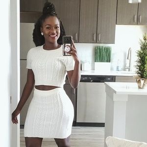 White Knit 2 Piece Set